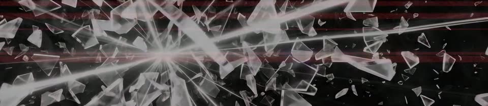 砕け散るガラス、白から深紅へ